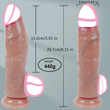 Liquid Silicone Dildo for Women Realistic Penis Adult Toy Soft Flexible Texture with Suction Cup Waterproof Pleasure Design