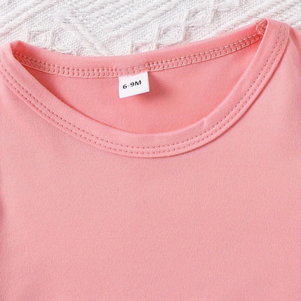 0-3 year old baby girl round neck short sleeved cute cartoon cat pattern top simple shorts two-piece set for spring and summer