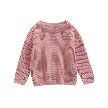 Autumn Baby Girls Boys Sweaters Coat Kids Knitting Pullovers Tops Baby Boys Girls Solid Color Basic Cotton Long Sleeve Sweater