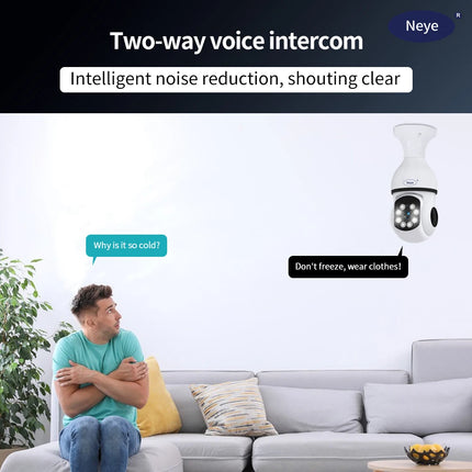 8MP 4K WiFi Home Light Bulb Camera Spotlight E27 Light Bulb Camera 360 degree Panoramic IP Camera Ai Motion Detection Security