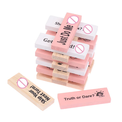 48Pcs Sex Block Tumbling Tower Stacking Games Game For Adults Sex Toys Valentine Wooden Block For Couples Erotica Party Block