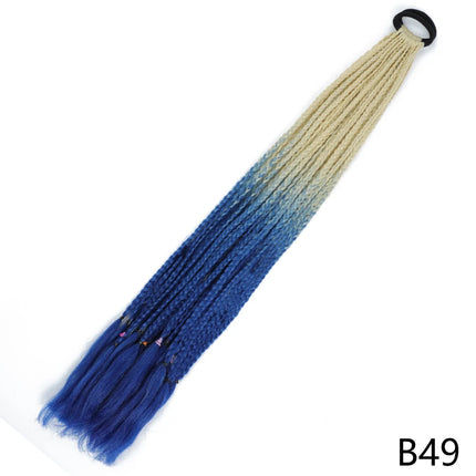 AZQUEEN Synthetic Gradient Color Dirty Braided Ponytail 60CM Elastic Rubber Band Braiding Pony Tail Hair Extensions For Girls
