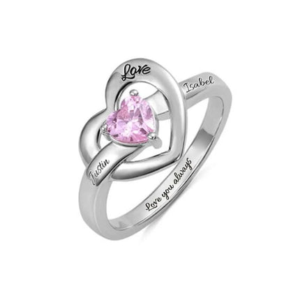 Personalized 1-8 Birthstone Rings Family Mothers Cubic Zirconia Ring Custom Engraved Name Rings Jewelry for Women Grandma Couple