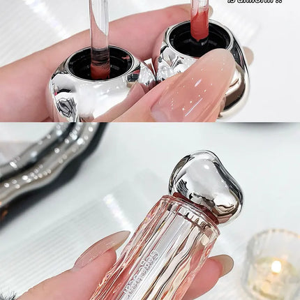 Crystal translucent lip glaze moisturizing water is not easy to fade natural color mouth red lip glaze
