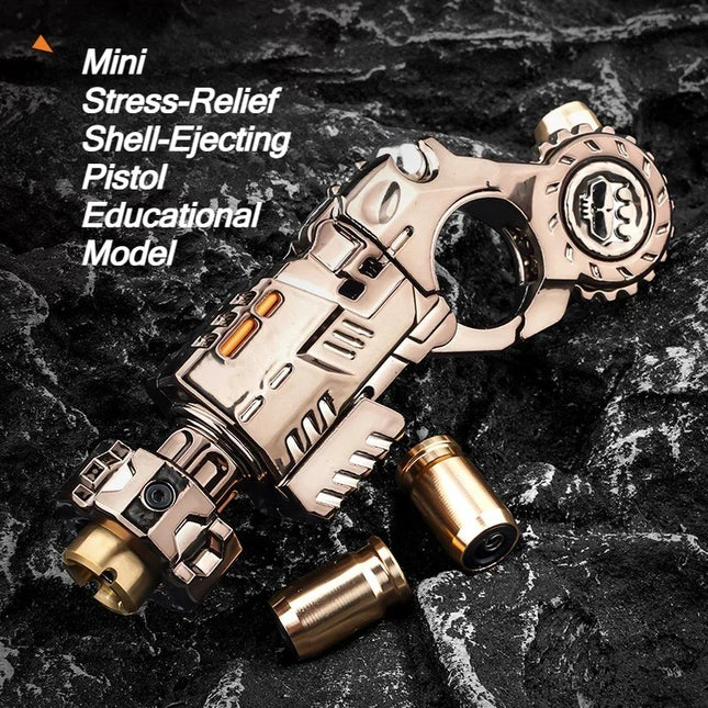 Stress Relief Sensory Toy Shell-Ejecting Metal Alloy Pistol Tactical Style EDC Office Desk Shooting Gadget for Boys Collectors