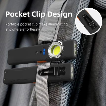 Mini Multifunctional LED Flashlight Keychain Light Double COB Lights USB Rechargeable with 90° Foldable Emergency Portable Light