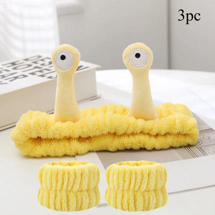 2025 New Cartoon Cross-border Funny Snail Face Wash Headband, Cute Plush Headband Suitable for Women's Face Washing and Makeup