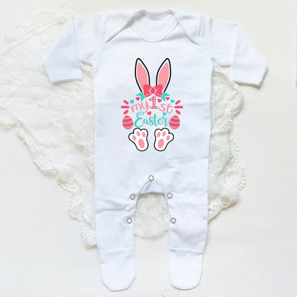 My First Easter Bunny Printed Baby Babygrow Sleepsuit Bodysuit Newborn Coming Home Hospital Outfit Infant Easter Party Romper