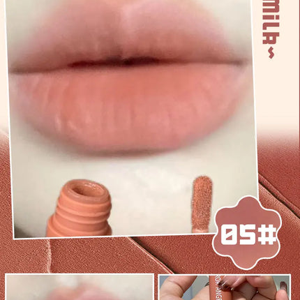 Matte Nude Velvet Liquid Lipstick 5 Color Sexy Red Coffee Lip Gloss Matte Lipstick Waterproof Non Stick Cup Lip Tint Mud Makeup