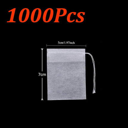 1000-100Pcs Disposable Tea Bags Empty Scented Tea Filter Bags Paper with Drawstring for Coffee Herb Loose Tea Kitchen Tools
