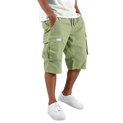 2026 NEW men loose straight pants Casual multi-pocket Shorts Summer Five-Inch Men's drawstring Sports cargo short