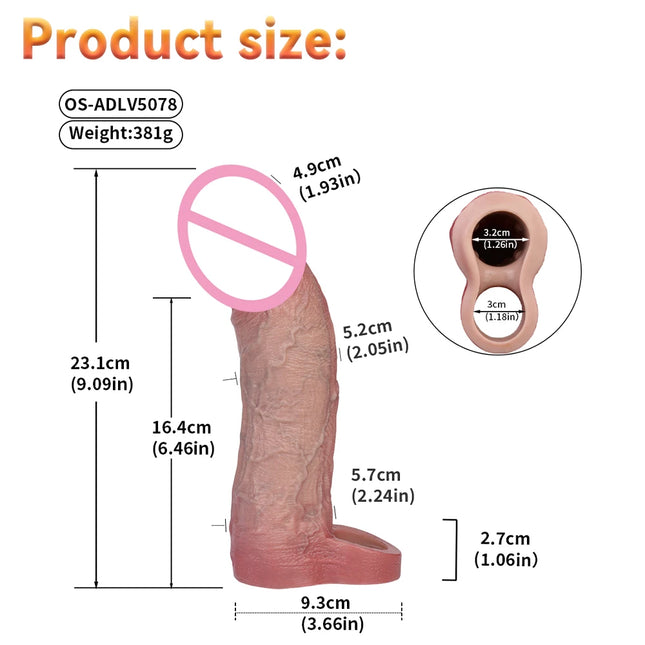 ORALSX Soft Vibrate Penis Sleeve Male Cock Cover Dick Enlarger Dildo Sheath Adult Sex Toys For Men Vaginal Anal Massger Condom
