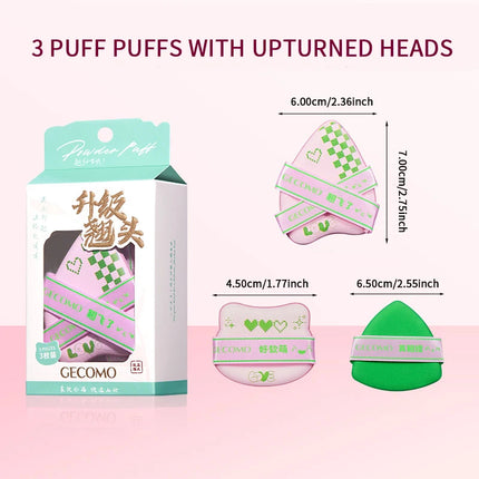 GECOMO Adorable Curved-Head Powder Puff Set — Ultra-Soft, Skin-Friendly, Non-Powder-Caking, Expands When Wet,