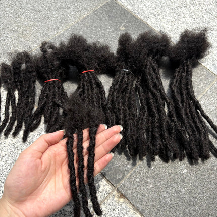 4-8 Inch 100% Human Hair Inter Loc Extensions 0.6cm Width Full Handmade Dreadlock Extensions for Men Women Kids Can Be Dye