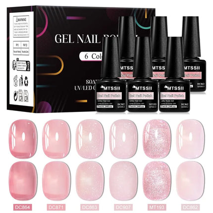 6pcs Jelly Gel Nail Polish Set All-Season Nails DIY Nail Art UV/LED Painting Varnish Gel Manicure Kit Long Lasting Nail Supplies