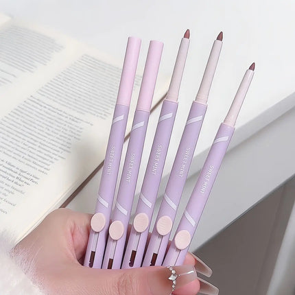 New Lip Liner Pen Matte Lipstick Pen Silver Long Lasting Lip Contouring Non Stick Lipliner Pencil Korean Makeup with Brush