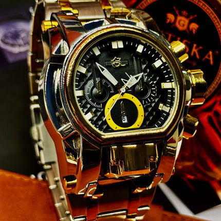 Clown Series Guide Ball Punk Quirky Men's Personality Watch, Fashionable Youth Trendy Gold Steel Luminous Watch, Trendy Gift Watch, the Best Gift for Him