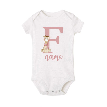 Personalized Baby Bodysuit Initial with Name Newborn Wild One Romper Deer Printed Clothes Baby Girls Clothes Infant Shower Gift
