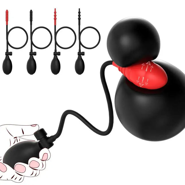 Inflatable Anal Plug Unisex Butt Plug with Hand Pump 3 Beads 6 Beads Soft Silicone for Couples Adult Play Bedroom