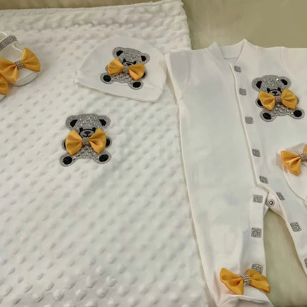Baby Girl Boy Princess Prince Hospital Exit Newborn Bling Outfits Baby Bottles Gift Set Baby Shower Gift 5pcs Crown Romper