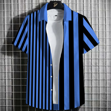 Stripe Men's Shirt Flower 2025 3d Print Shirt Casual Short-sleeved Tops Beach Party Shirts Man Hawaiian Shirt Male Clothes Loose
