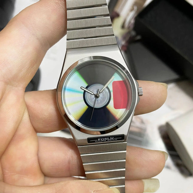 Unique Retro Record Creative Dial Quartz Watches Men Y2K Design Different Shapes Waterproof Watch Man Luminous Steel Male Clock