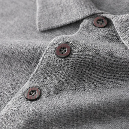 Men's T-shirt summer worsted wool sweater short-sleeved casual solid color men's clothes POLO collar knitted Tops loose Blouse