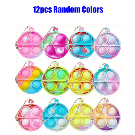 12/24/48Pcs Mini Pop Fidget Toy Pack Kit Keychain Stress Relief Toys Party Favors Office Desk Toy for Kids Adults Brinquedos
