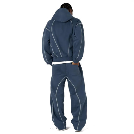 2026 New Unisex Y2K Tracksuit Casual Street Style Hoodie Set With Contrast Line Design For Men Women