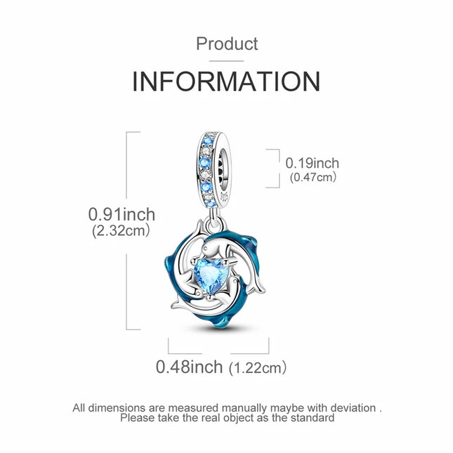 Charm 925 Silver Blue Ocean Life Theme Charm Beads Fit 3mm Original Bracelet For Women DIY Pendants Luxury Jewelry Gift Hot Sale