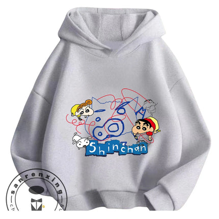 Casual Winter Kids Hoodie Cute Cartoon Hooded Trendy Street Style Wear Crayon Shin Chan Boys Girls 3 14