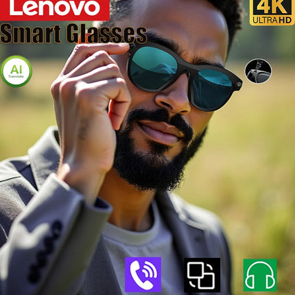 Lenovo AI Smart Glasses 4K 8MP Translation Camera Shooting Image Bluetooth Call Recording Music Smart Sunglasses 2026 New