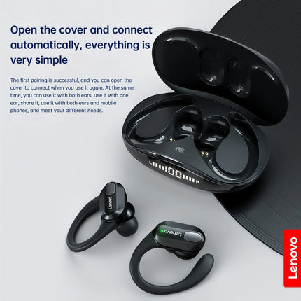 Lenovo XT80 Hifi Stereo Sport Earphones with Mic Bluetooth Wireless Headset LED Power Display Waterproof outdoor cycling Earbuds
