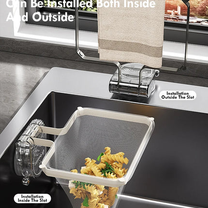 Kitchen Sink Filter Rack Suction Cup Iron Drain Filter Screen Household Strong Load-Bearing Foldable Upright