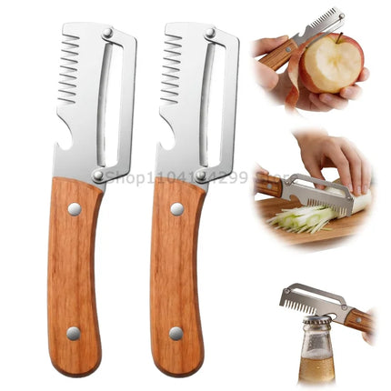 Wooden Handle Paring Knife High Appearance Kitchen Special Fruit Planer Sugarcane Paring Knife Household Thick Scraping Tools