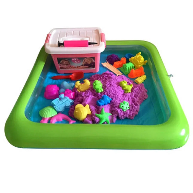 Multifunction Indoor Inflatable Sand Tray Toys for Children Play Sand Modeling Clay Supplies Slime Table Accessories Kids Gifts