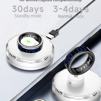 SR16 Display Screen Smart Ring Men Women Lightweight Call Reminder IP68 Waterproof Heart Rate Blood Oxygen Monitor Finger Ring