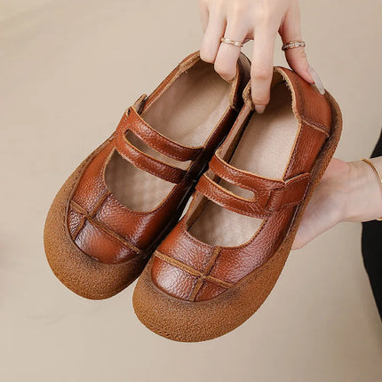 New Real Leather Perforated Ballet Flats Women's Massage Insole Slip On Moccasins Woman Hollow Loafer Casual Daily Shopping Shoe
