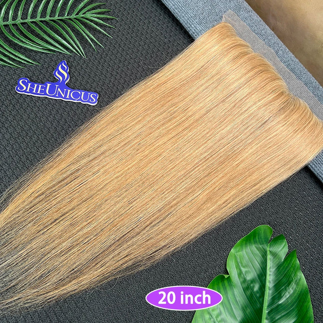 #27 Colored Straight 13x4 Transparent Lace Frontal Human Hair Pre-plucked Bleached Knots Invisible Lace 100% Raw Virgin Human Hair