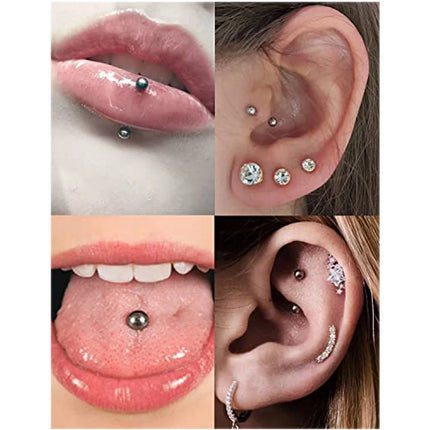 WKOUD 14G 16G Replacement Balls Surgical Steel Externally Threaded Piercing For Nipple Tongue Belly Lip Septum Rings Barbell