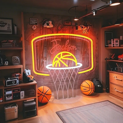 Custom Basketball Neon Sign For Kids Name, Boy's Bedroom Nursery Home Wall Decor, Personalized Gift for Kids, Basketball Gifts