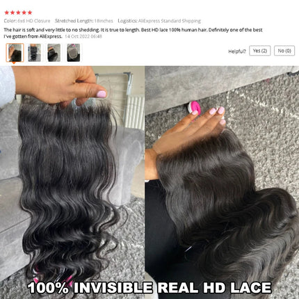 Invisible HD Lace 7x7 6x6 5x5 4x4 Lace Closure With Baby Hair Body Wave Virgin Human Raw Hair Melt Skins Real HD Lace Queen Hair