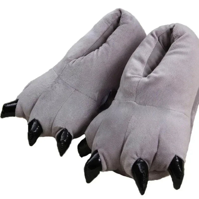 Winter Soft Warm Monster Dinosaur Paw Funny Slippers for Men Women Kids Parent-child Home House Slipper Shoes Room Cotton Shoes