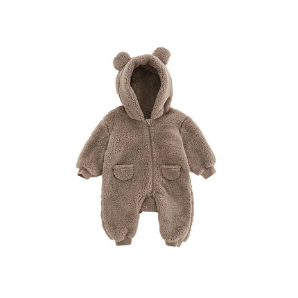 Spring Baby Romper Warm Fleece Hooded Jumpsuits for Baby Autumn Long Sleeve Infant Rompers Newborn Boy Girl Homewear Pajamas