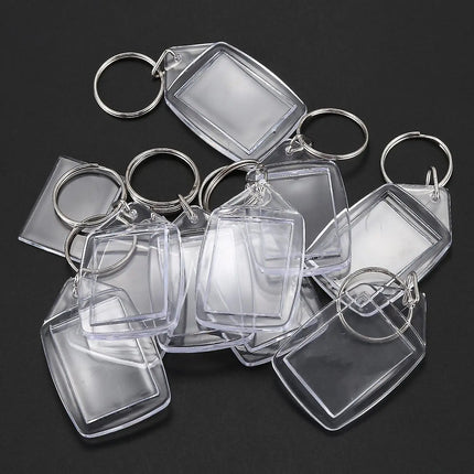 1/20Pcs Blank Acrylic Picture Keychain DIY Clear Insert Photo Split Key Ring Frame Key Chains Couple Anniversary Graduation Gift