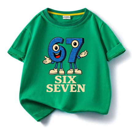 Kids Short Sleeve Tee T-shirt 67 Six Seven Funny Number Boys Girls Cotton Tops Sleeveless Girl T-shirt Summer Kids Clothing