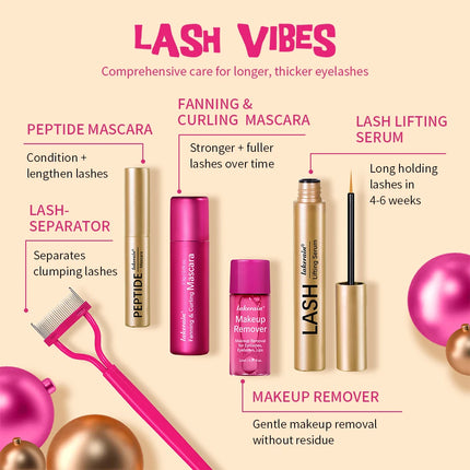 Super value cosmetics set Luxury eyelash set, eyelash care (eyelash essence, peptide mascara, curling mascara, makeup remover, e