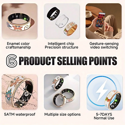 2025 New Color Enamel Craftsmanship Smart Ring For Android&IOS 5 ATM Waterproof Bluetooth Call Health&Sleep Monitoring Man Gifts
