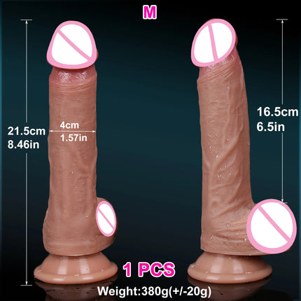 Realistic Veins Soft Thick Dildo Masturbators Big Cock Double Silicone Small Flesh Penis Woman Man Anal Sex Toy Suction Cup Dick