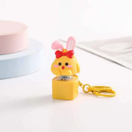 Yellow Chick Wooden Fish Keyboard Keychain Electronic Wooden Fish Mechanical Keyboard Keychain Merit +1 Axle Tester